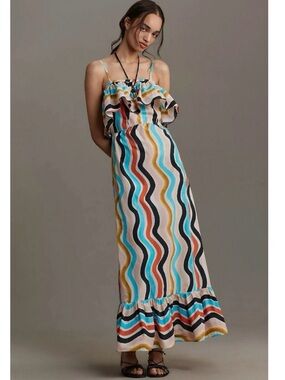 farm rio summer sunrise mixed palm maxi dress NWT Farm Rio Summer Sunrise Mixed Palm Maxi Dress Size XL